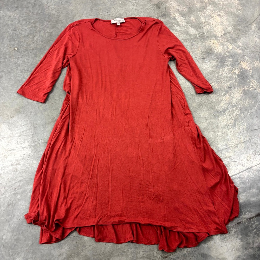 Philosophy Republic Clothing Womens XL Red High Low Dress 3/4 Sleeve Stretch